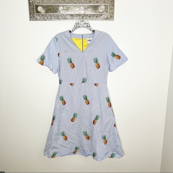 Autumn Adiegbo Blue Plaid Pineapple Fit & Flare Dress Size 6 - Picture 4 of 15